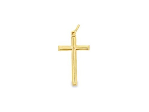 18K Yellow Gold Plain Cross Pendant – 1.5 Inch